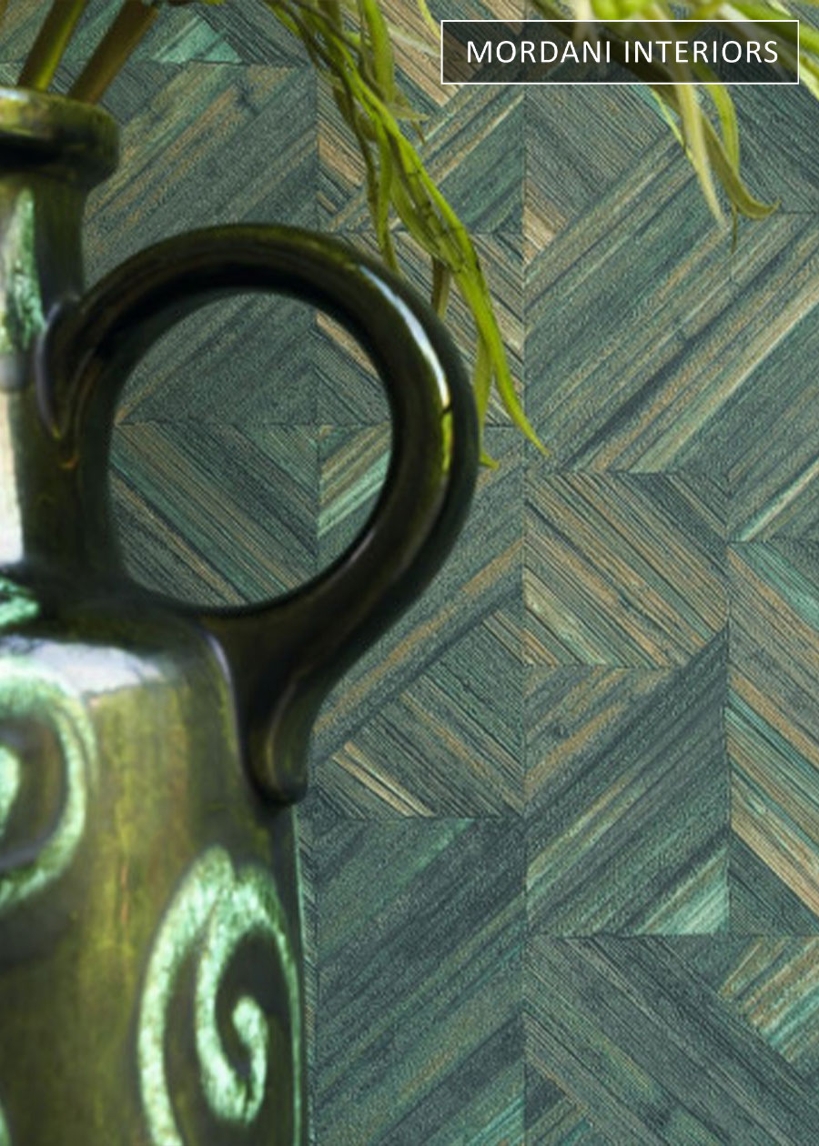 Green Wood Blocks French Wallpaper 